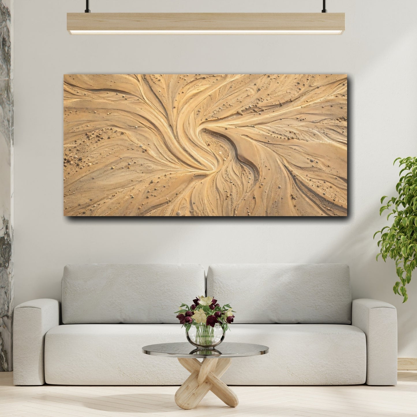 Mockup 3. Nature Sand Patterns Tan Sand Patterns shown as stretched canvas wall art