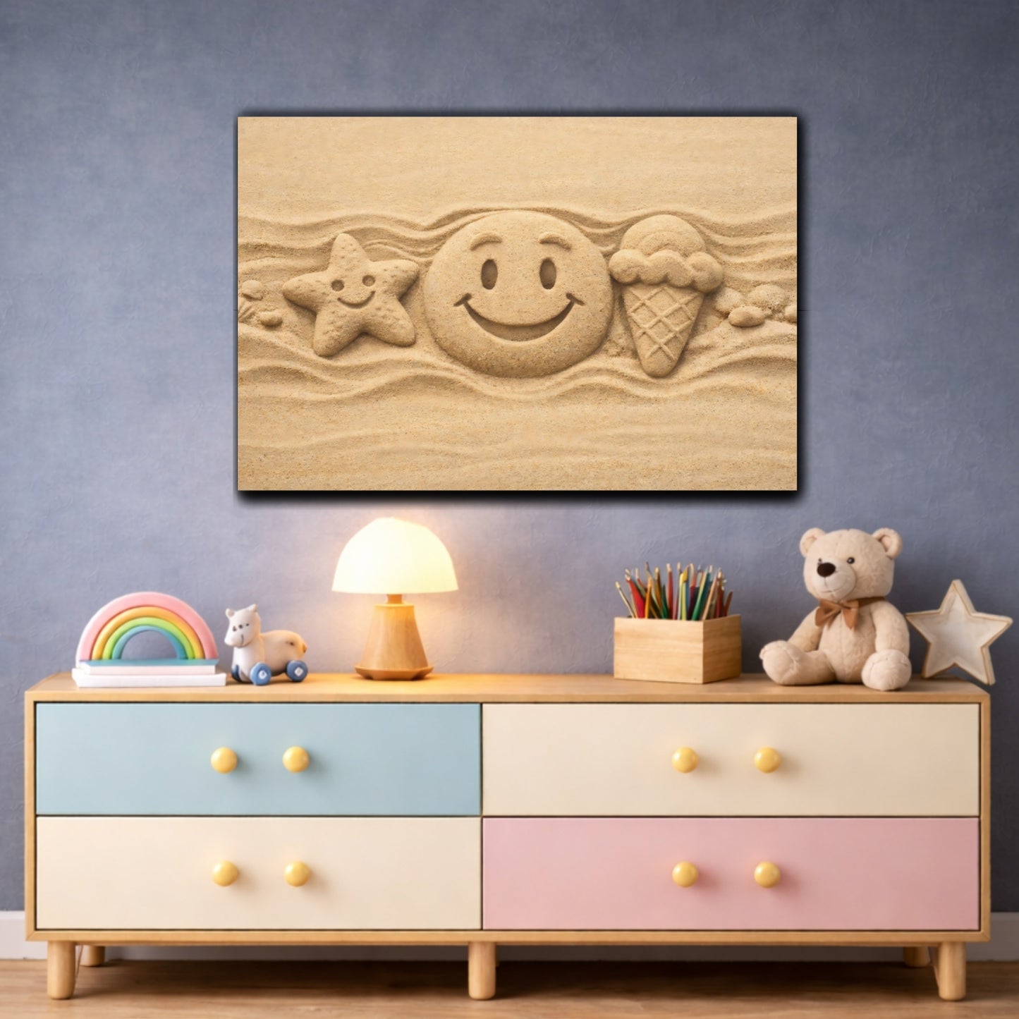 Nature Sand Sculptures Sand Art Summer shown as front canvas room wall art