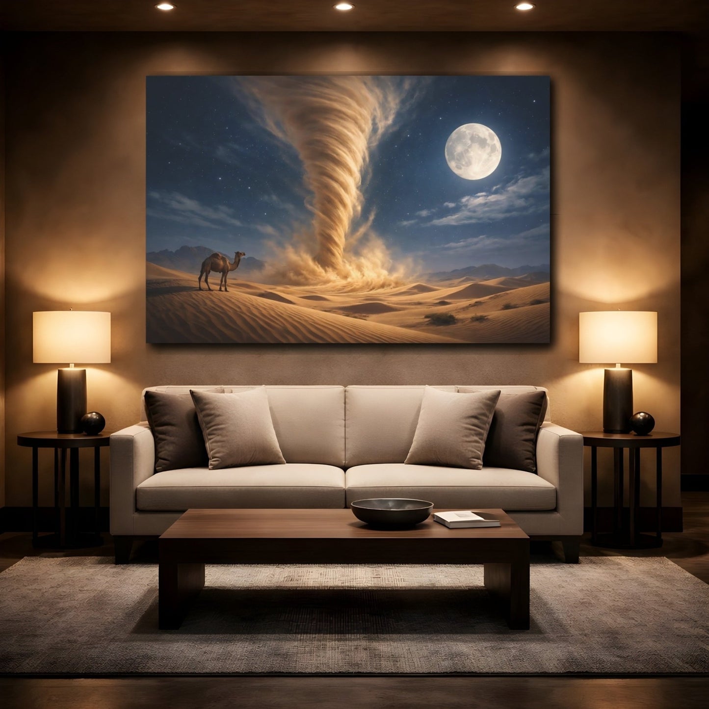 Nature Sand Tornado Brown And Blue - Canvas Wall Art Print - YesArtYes