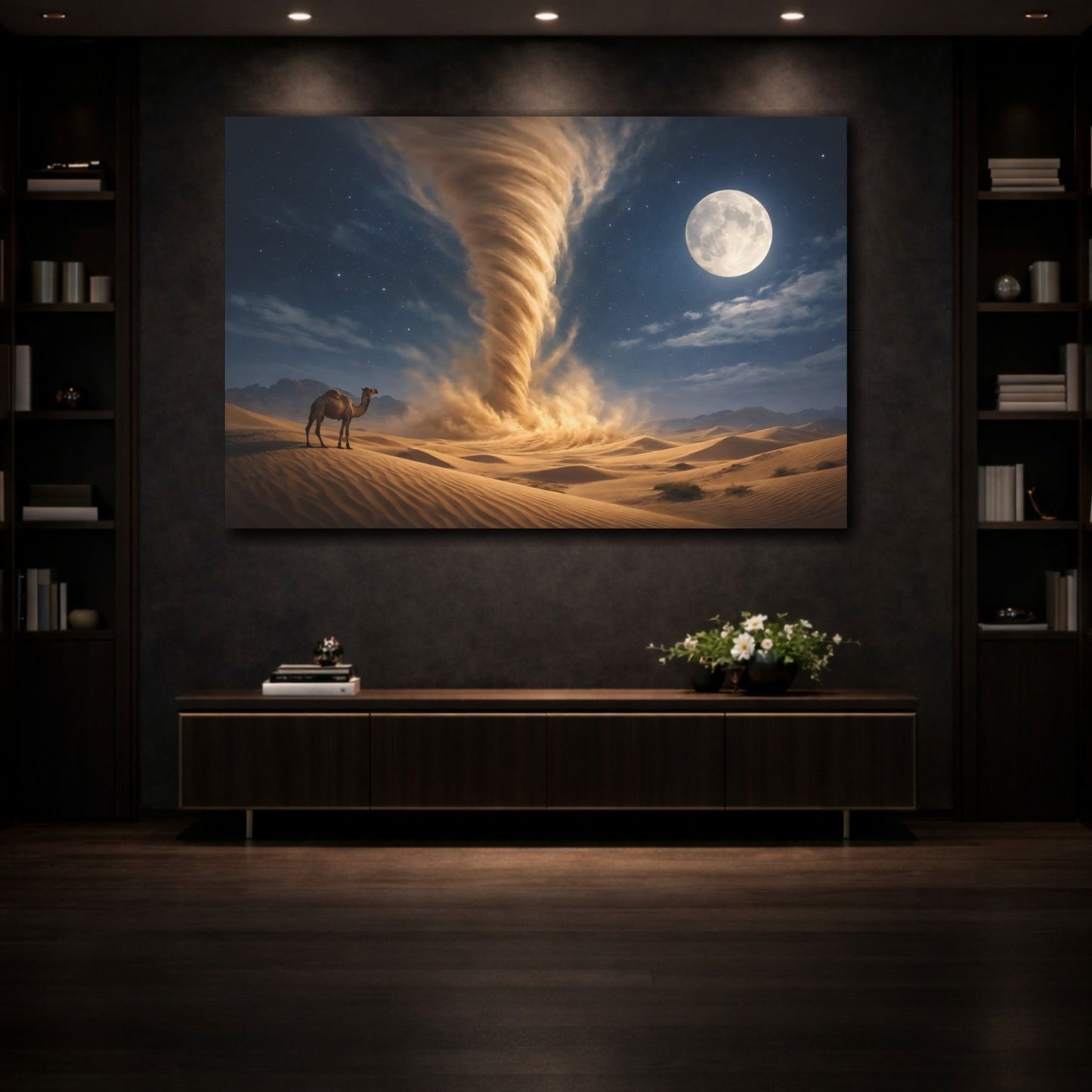 Nature Sand Tornado Brown And Blue - Canvas Wall Art Print - YesArtYes