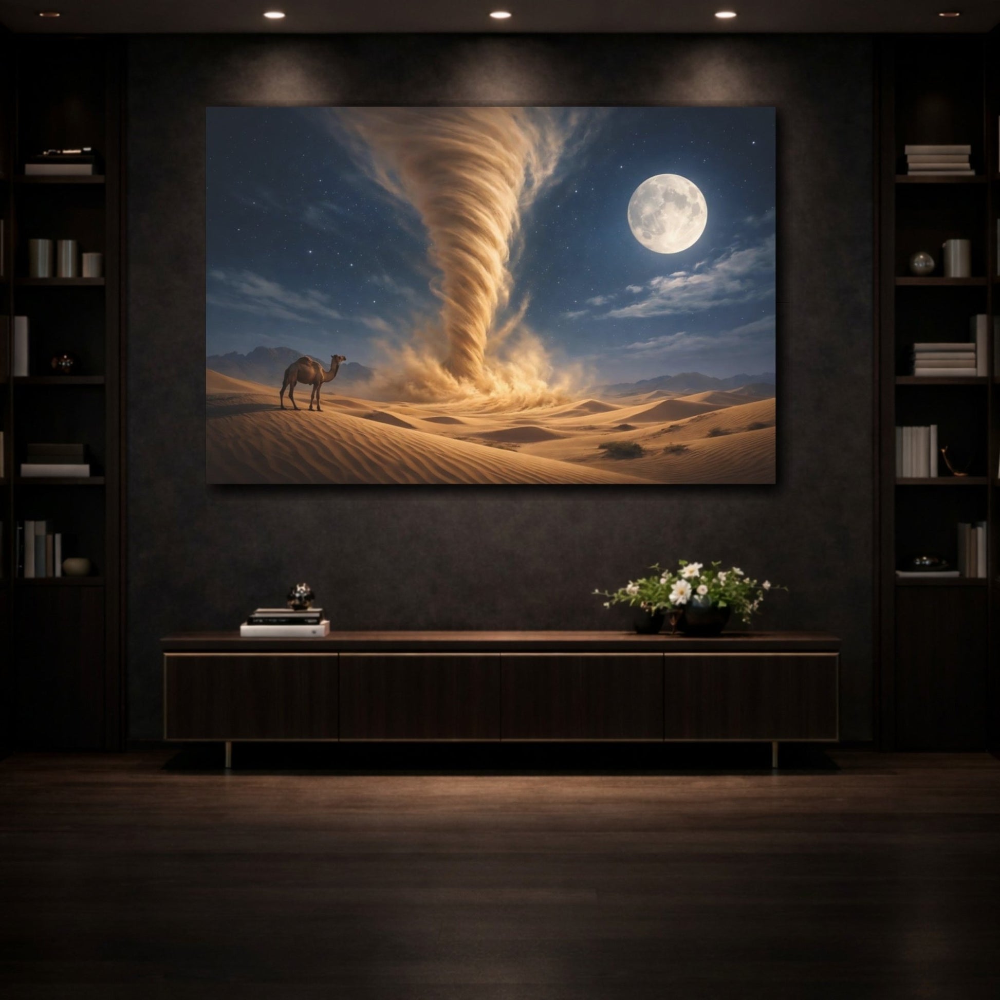 Nature Sand Tornado Brown And Blue - Canvas Wall Art Print - YesArtYes