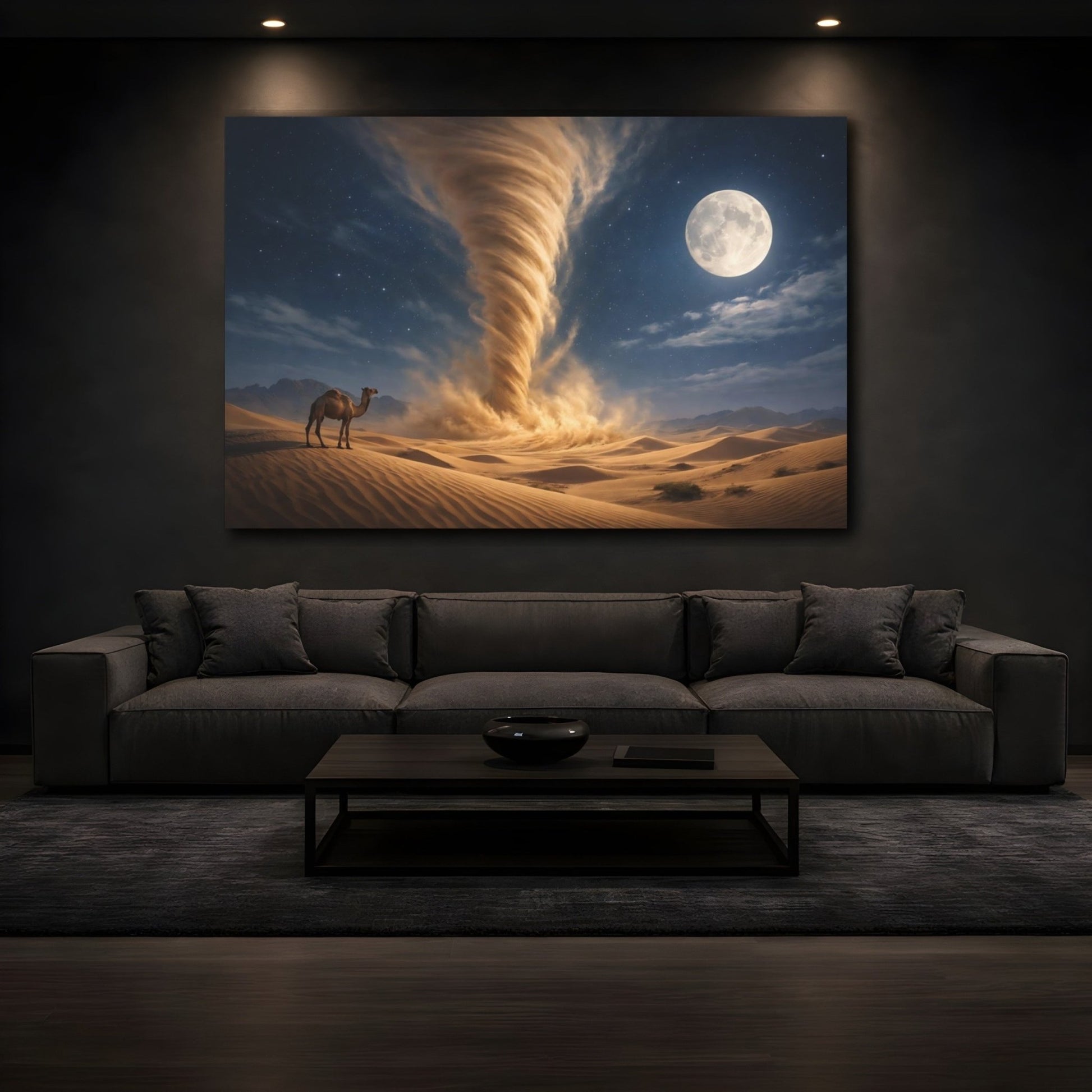 Nature Sand Tornado Brown And Blue - Canvas Wall Art Print - YesArtYes