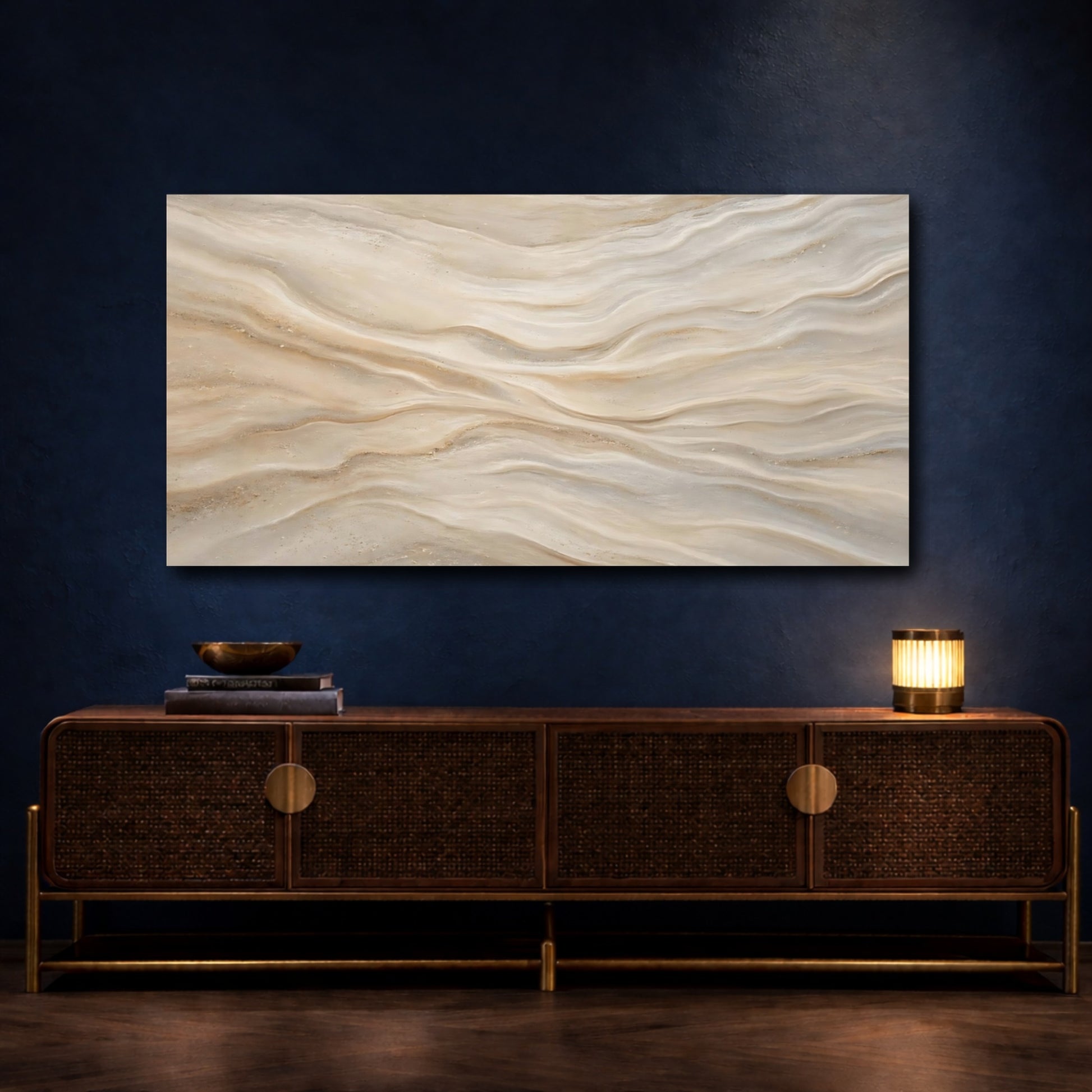 Mockup 4. Nature Sand Waves Beige And Brown shown as stretched canvas wall art