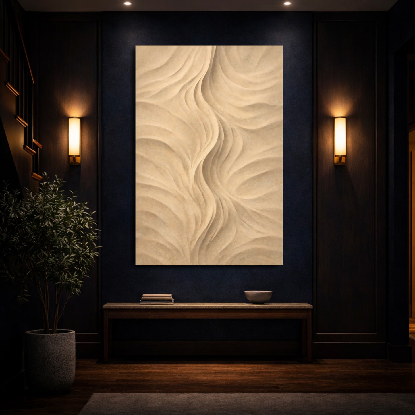 Mockup 3. Nature Sand Waves Sand Dunes Beige shown as stretched canvas wall art
