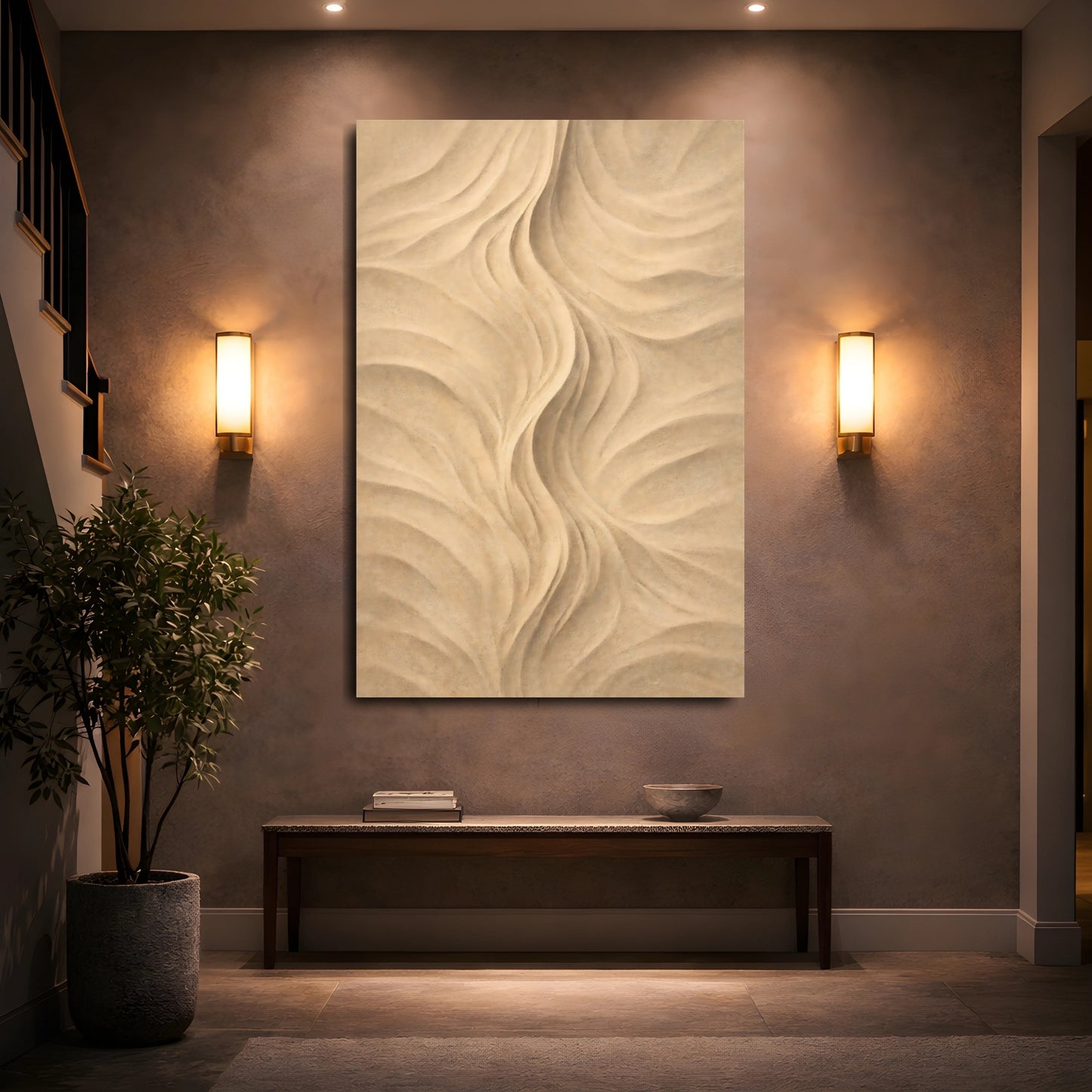 Mockup 4. Nature Sand Waves Sand Dunes Beige shown as stretched canvas wall art