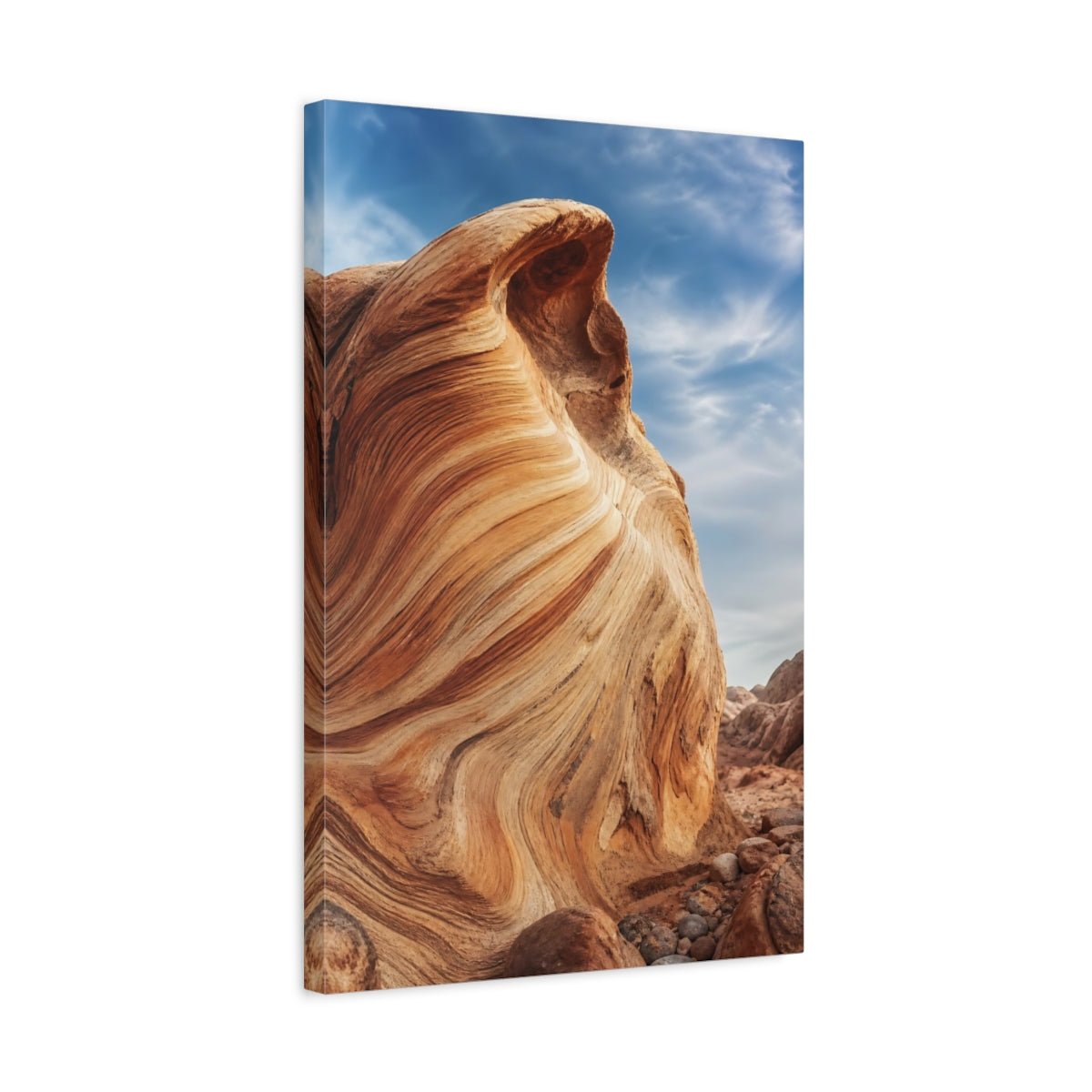 Nature Sandstone Waves Orange And Blue Canvas Print – Living Room, Above Sofa, - YesArtYes