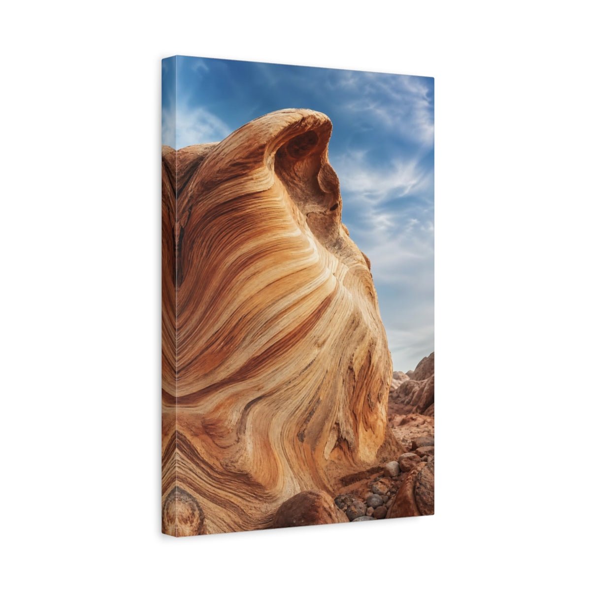Nature Sandstone Waves Orange And Blue Canvas Print – Living Room, Above Sofa, - YesArtYes