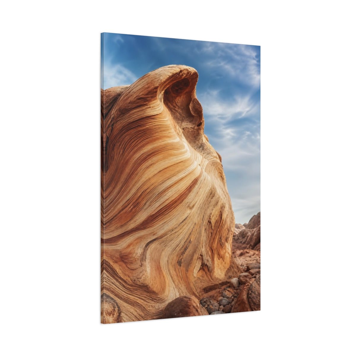 Nature Sandstone Waves Orange And Blue Canvas Print – Living Room, Above Sofa, - YesArtYes