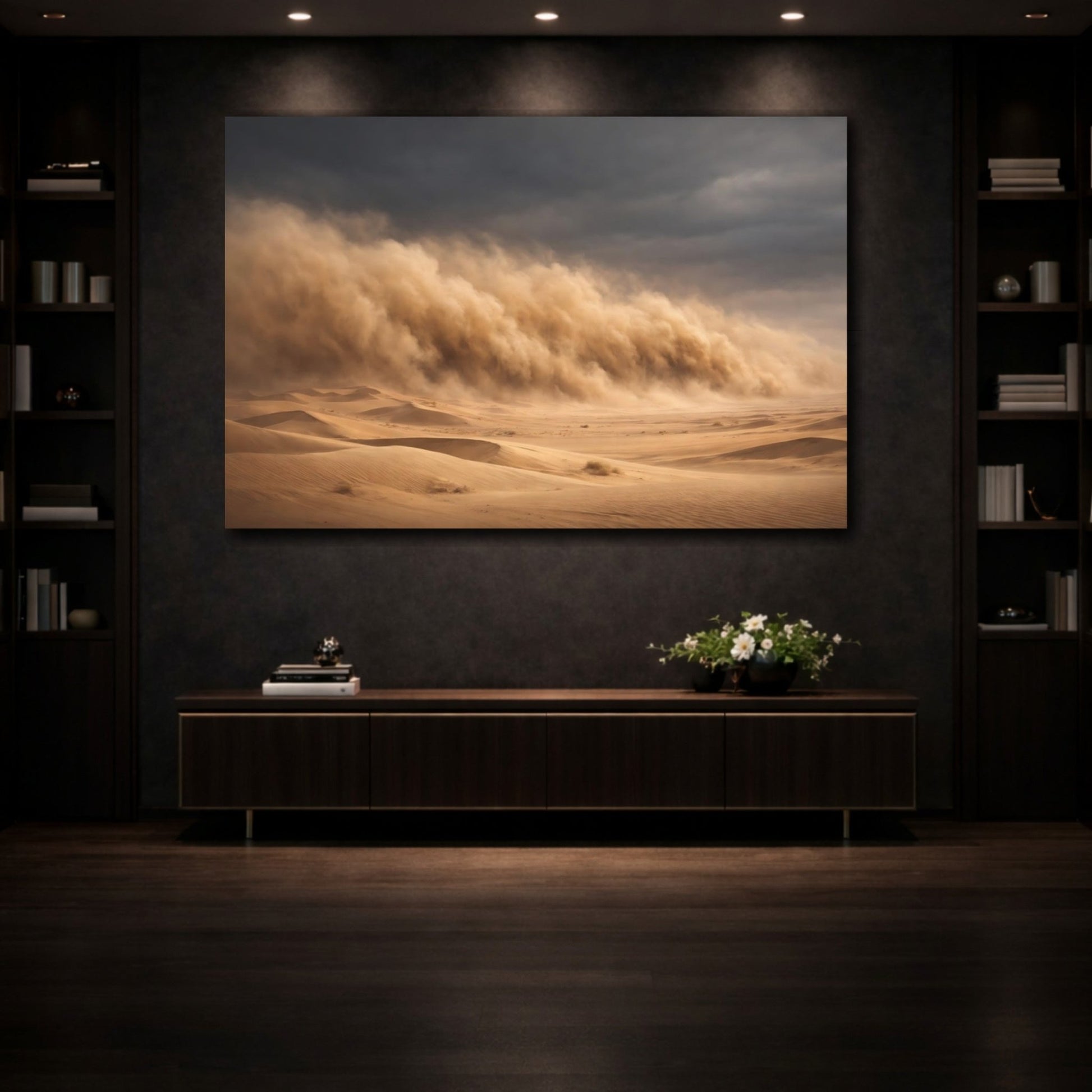 Nature Sandstorm Brown And Dark Grey - Canvas Wall Art Print - YesArtYes