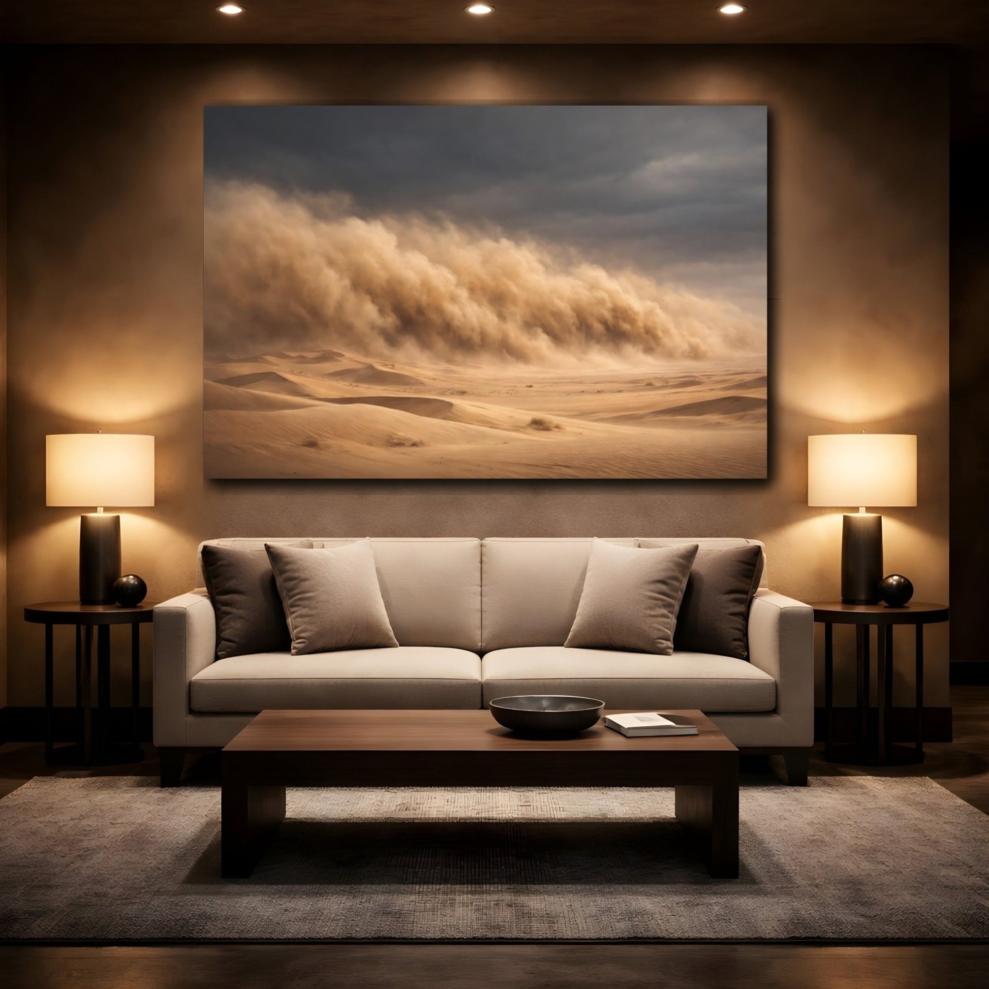 Nature Sandstorm Brown And Dark Grey - Canvas Wall Art Print - YesArtYes
