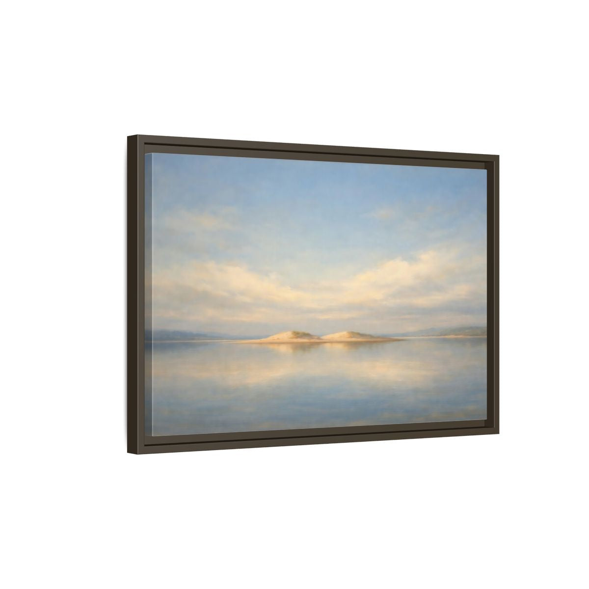 Side Mockup 2. Nature Sandy Islands Blue And Sand shown as stretched canvas wall art