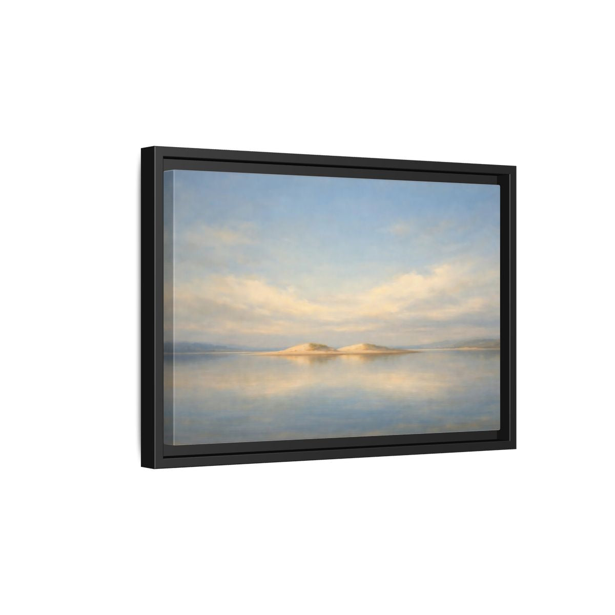 Side Mockup 6. Nature Sandy Islands Blue And Sand shown as stretched canvas wall art