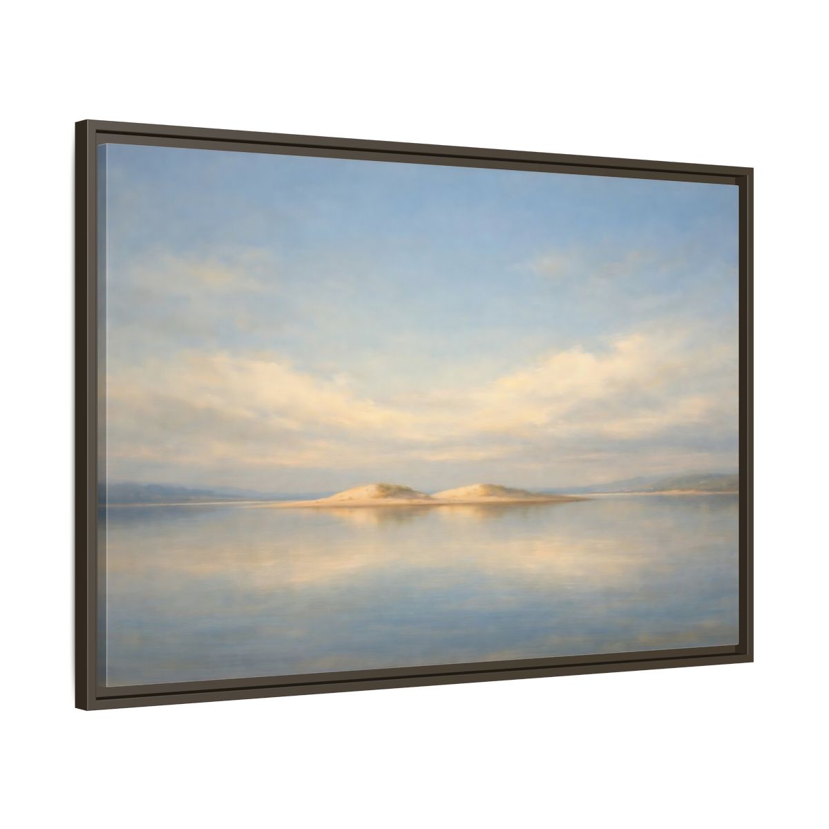 Side Mockup 9. Nature Sandy Islands Blue And Sand shown as stretched canvas wall art