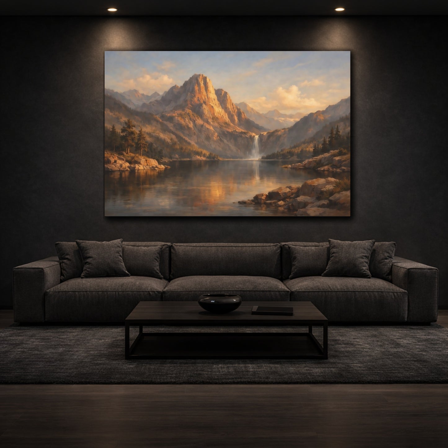 Mockup 2. Nature Scene Hard Shadow Geometry Dramatic shown as stretched canvas wall art