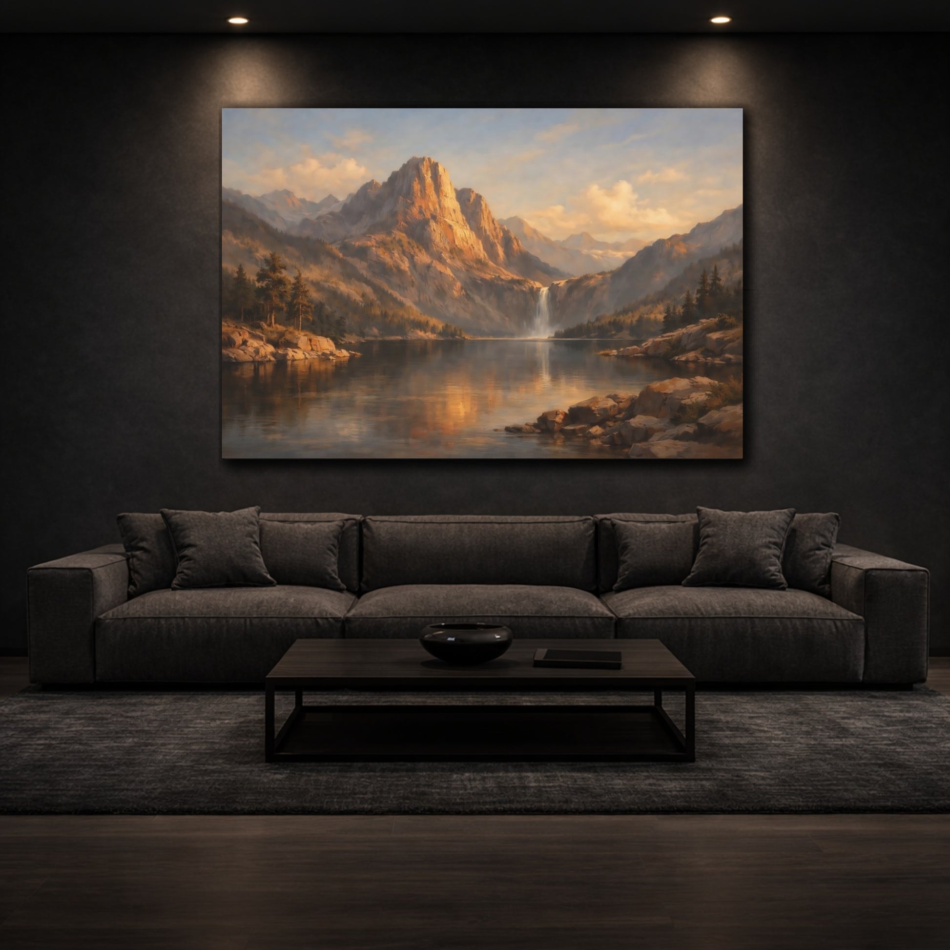 Mockup 2. Nature Scene Hard Shadow Geometry Dramatic shown as stretched canvas wall art