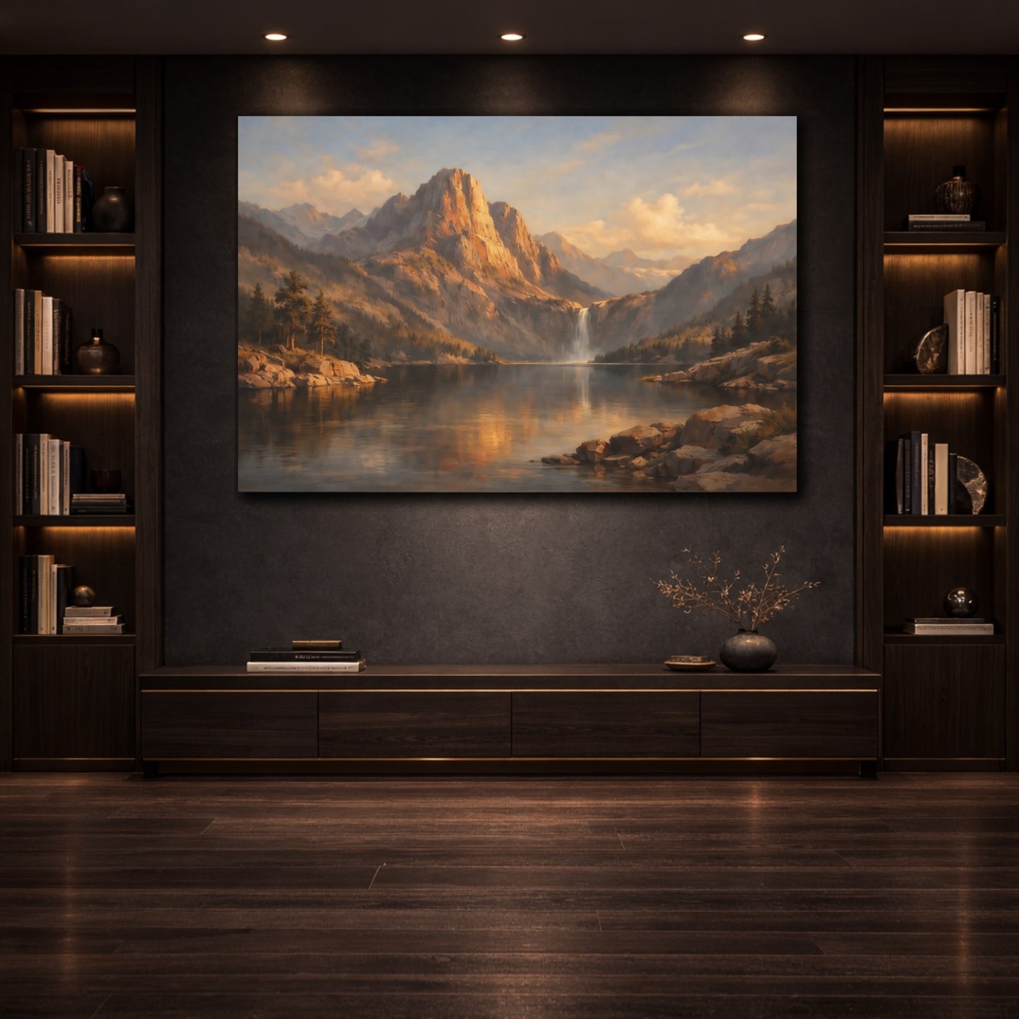 Mockup 3. Nature Scene Hard Shadow Geometry Dramatic shown as stretched canvas wall art