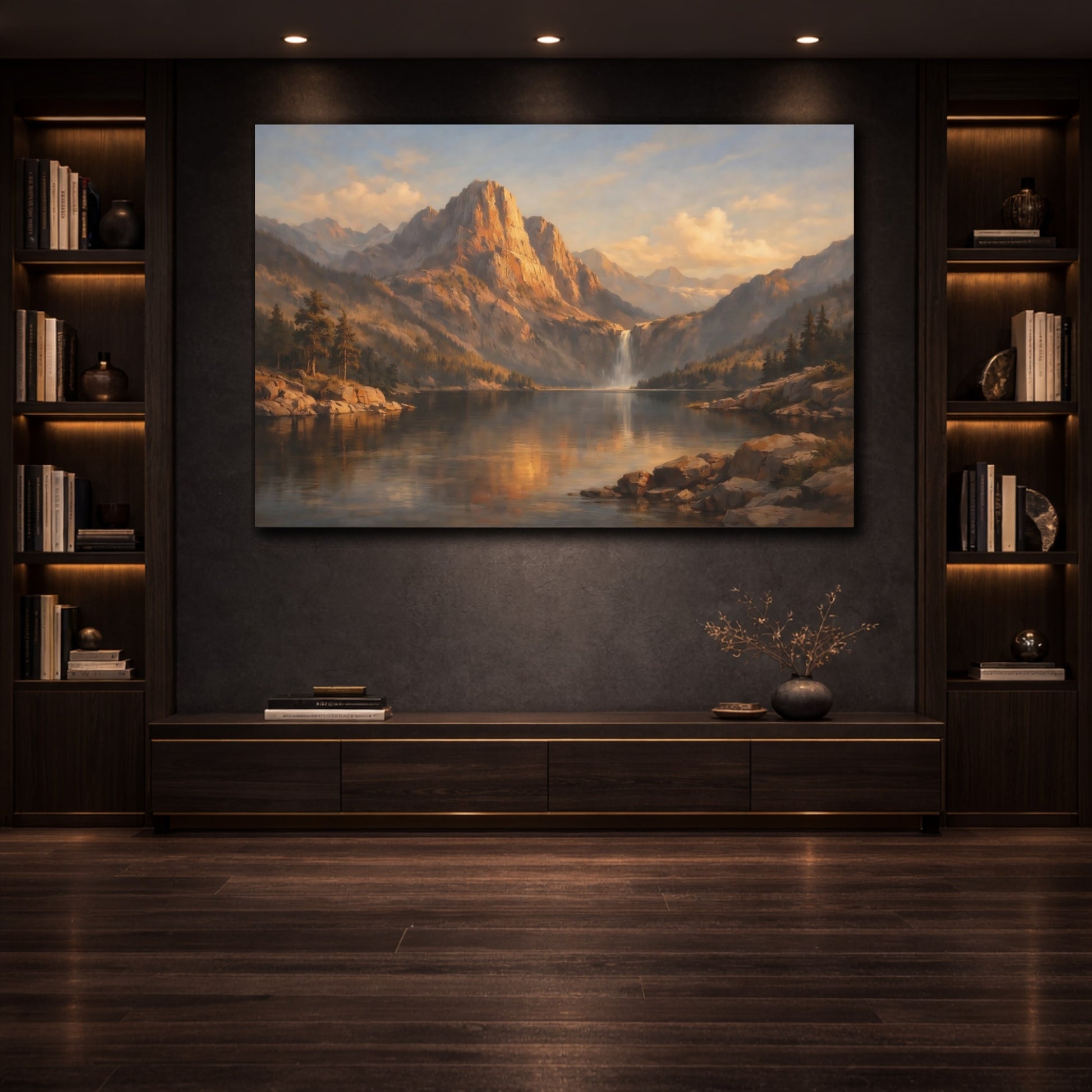 Mockup 3. Nature Scene Hard Shadow Geometry Dramatic shown as stretched canvas wall art