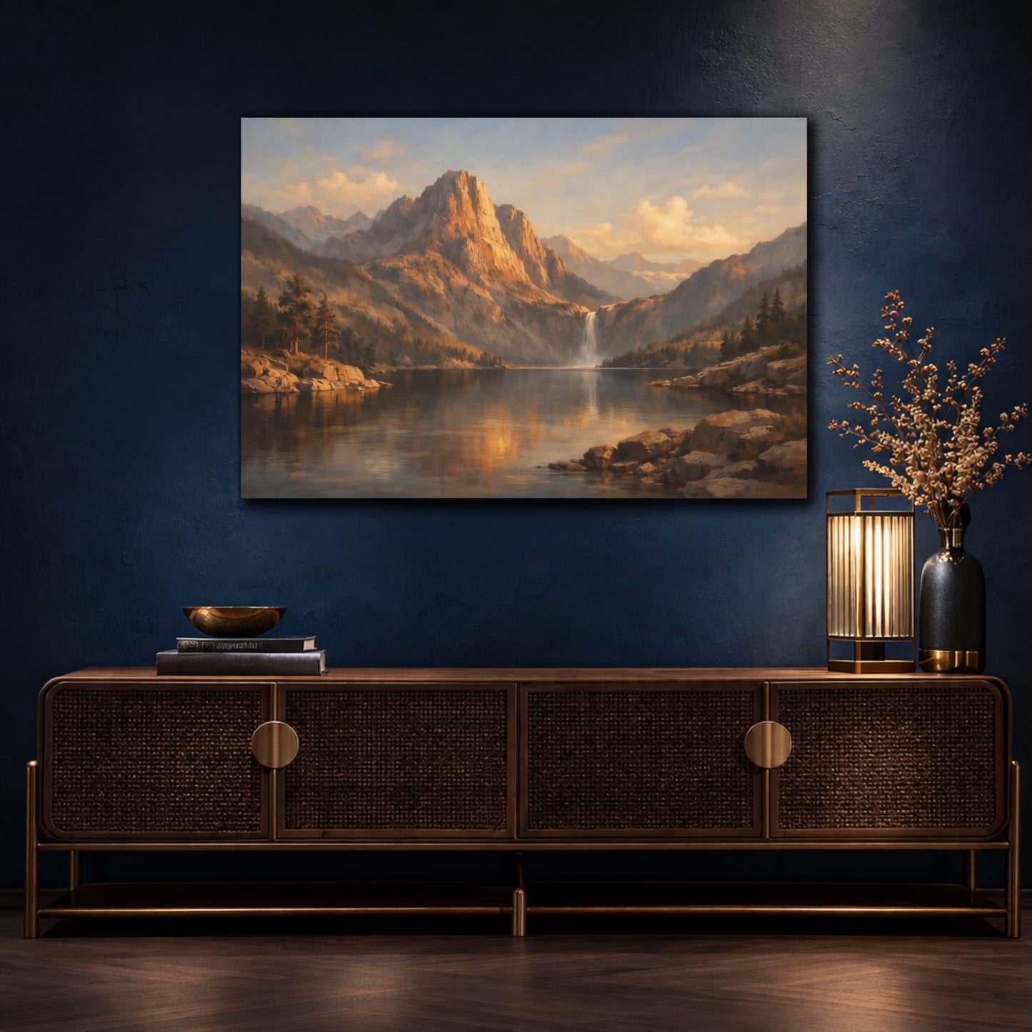 Mockup 4. Nature Scene Hard Shadow Geometry Dramatic shown as stretched canvas wall art