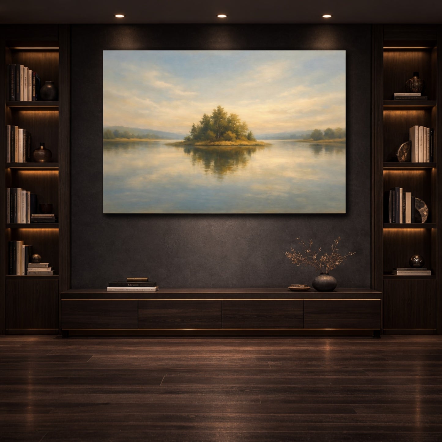 Mockup 3. Nature Scene Soft Horizon Fade Minimal shown as stretched canvas wall art