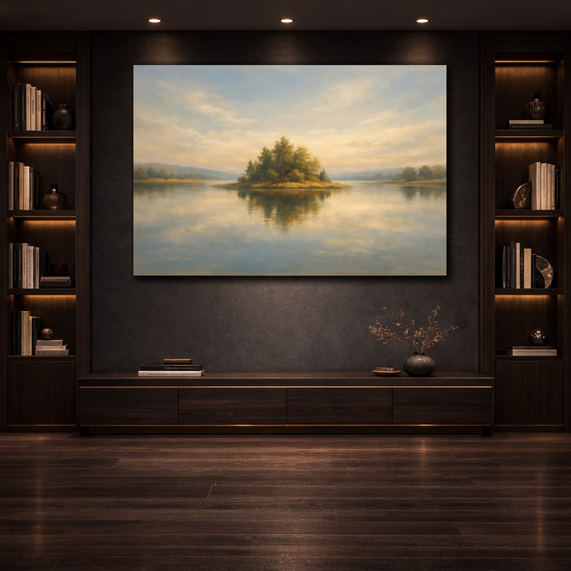 Mockup 3. Nature Scene Soft Horizon Fade Minimal shown as stretched canvas wall art