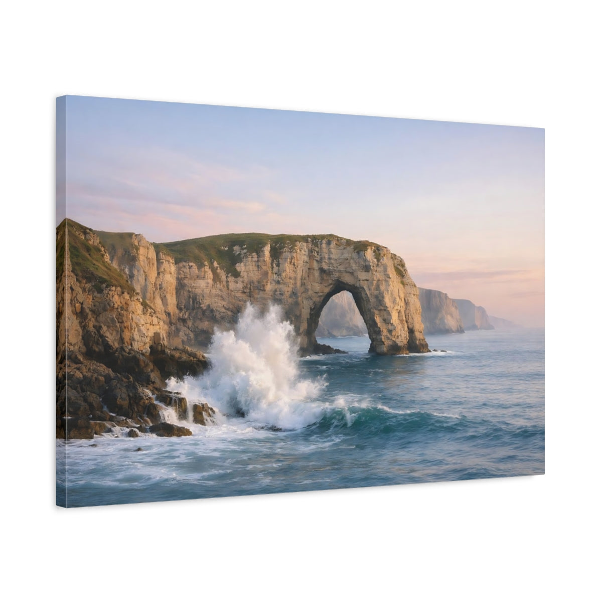 Side Mockup 2. Nature Sea Arch Coastal Landscape shown as stretched canvas wall art