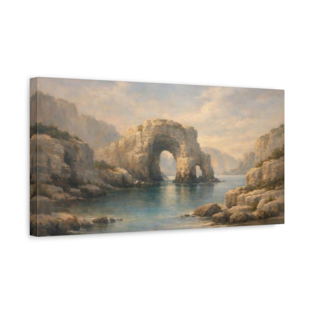 Side Mockup 3. Nature Sea Arch Coastal Landscape shown as stretched canvas wall art