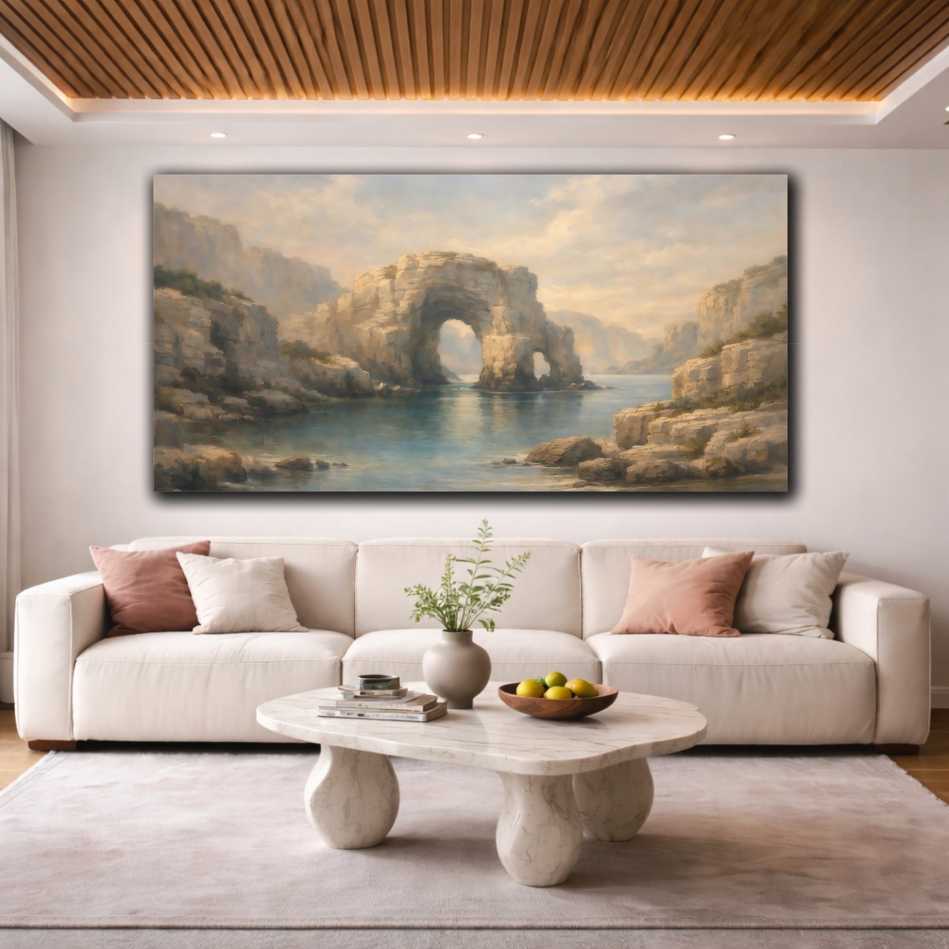 Mockup 3. Nature Sea Arch Coastal Landscape shown as stretched canvas wall art