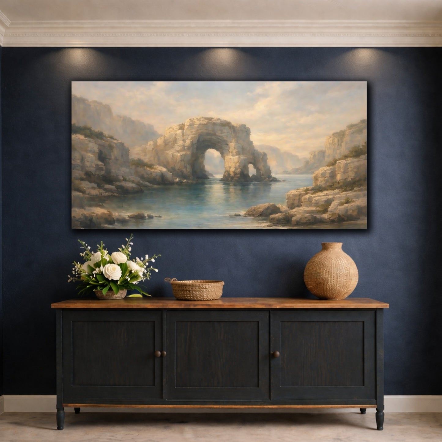 Mockup 4. Nature Sea Arch Coastal Landscape shown as stretched canvas wall art