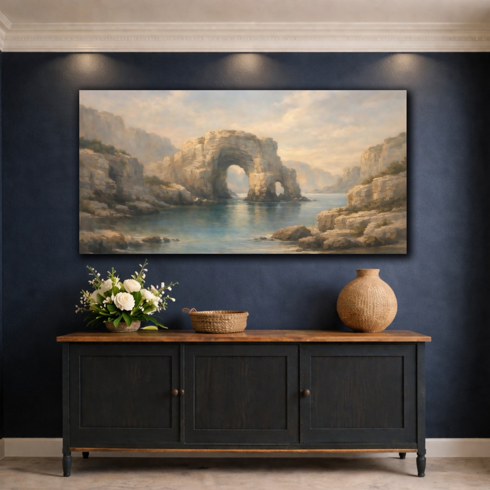 Mockup 4. Nature Sea Arch Coastal Landscape shown as stretched canvas wall art