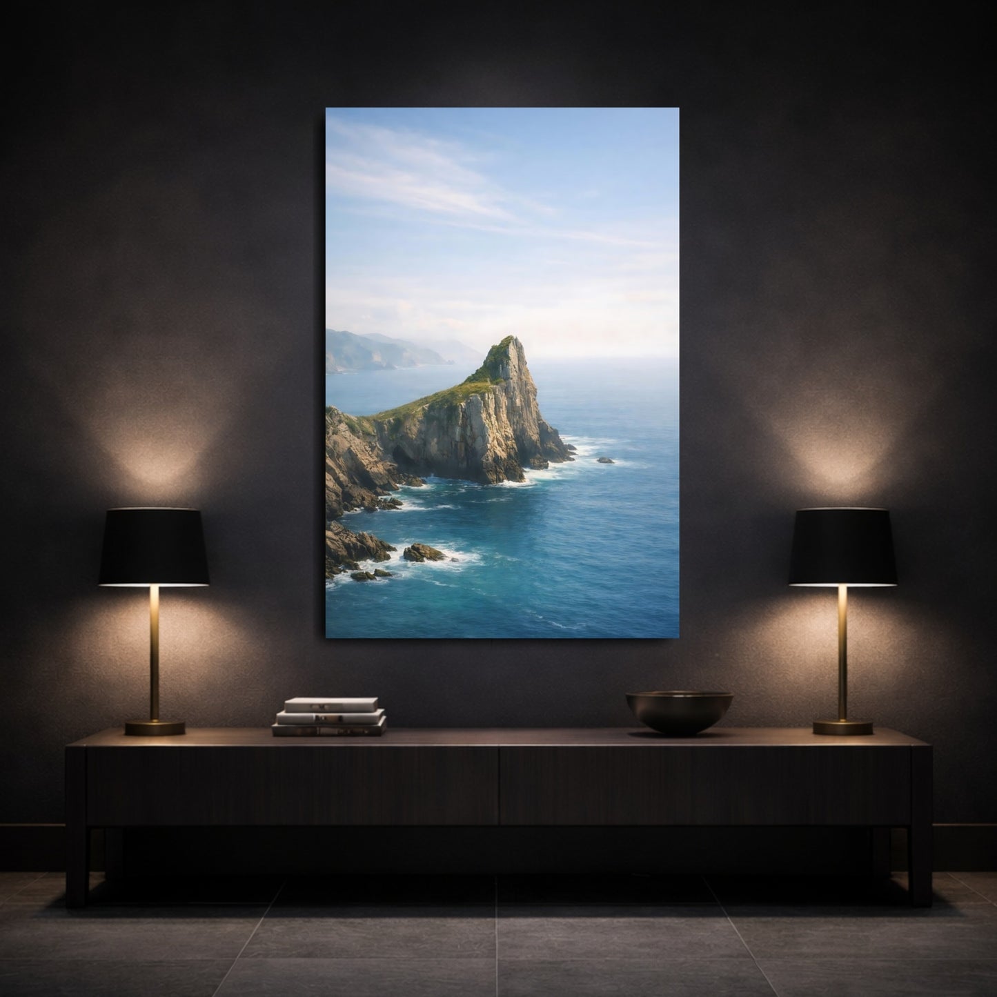 Nature Sea Cliff Blue Ocean Cliffs shown as front canvas room wall art
