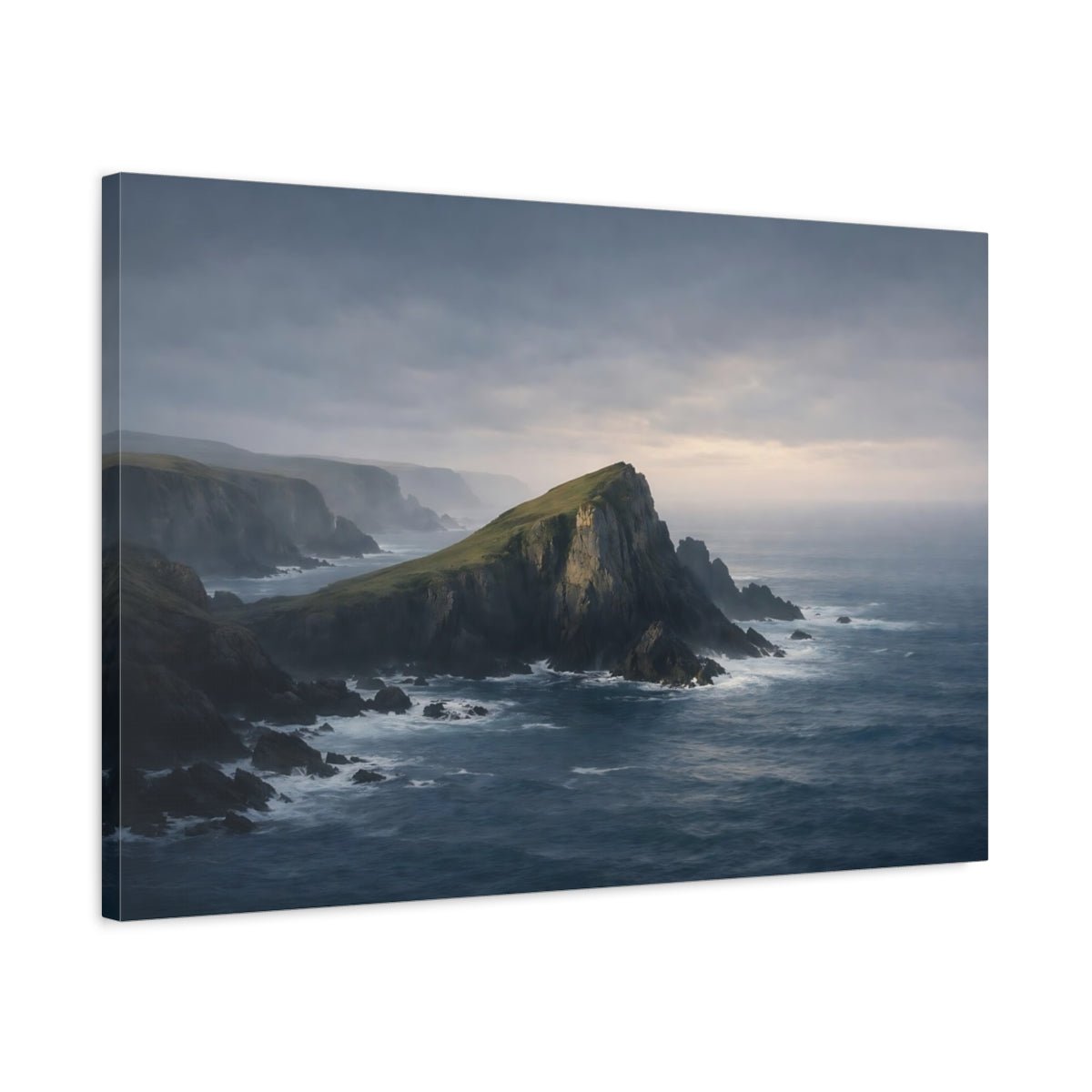 Nature Sea Cliffs Blue Grey Coastal - Canvas Wall Art Print - YesArtYes