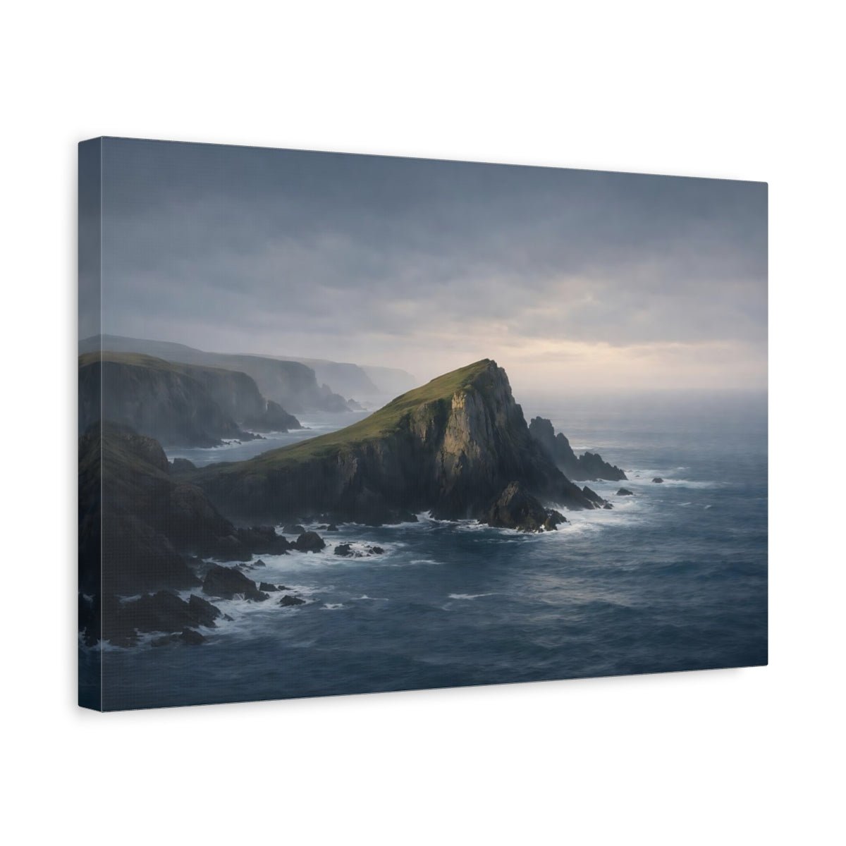 Nature Sea Cliffs Blue Grey Coastal - Canvas Wall Art Print - YesArtYes
