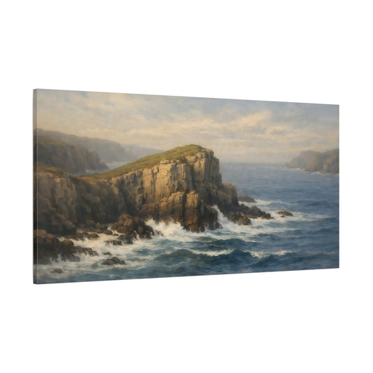 Main Mockup. Nature Sea Cliffs Coastal Landscape shown as stretched canvas wall art