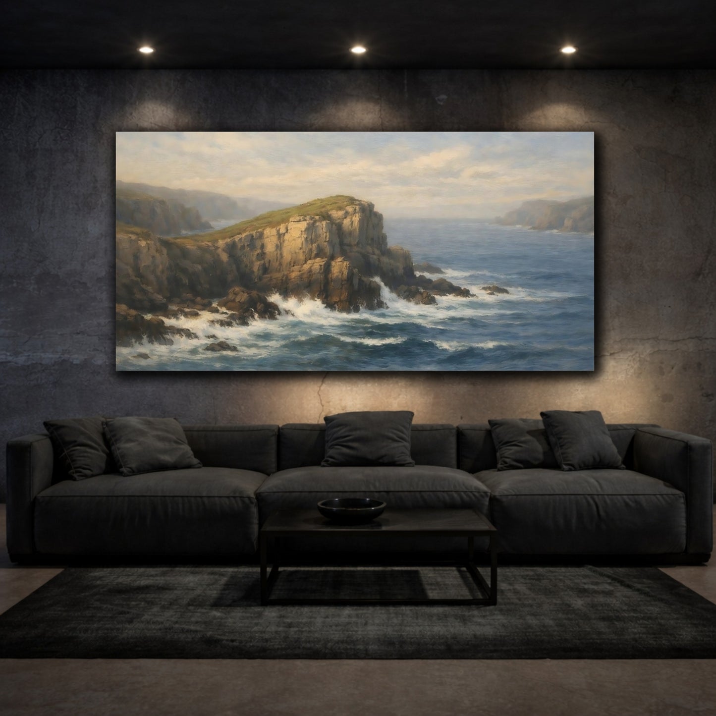 Mockup 2. Nature Sea Cliffs Coastal Landscape shown as stretched canvas wall art