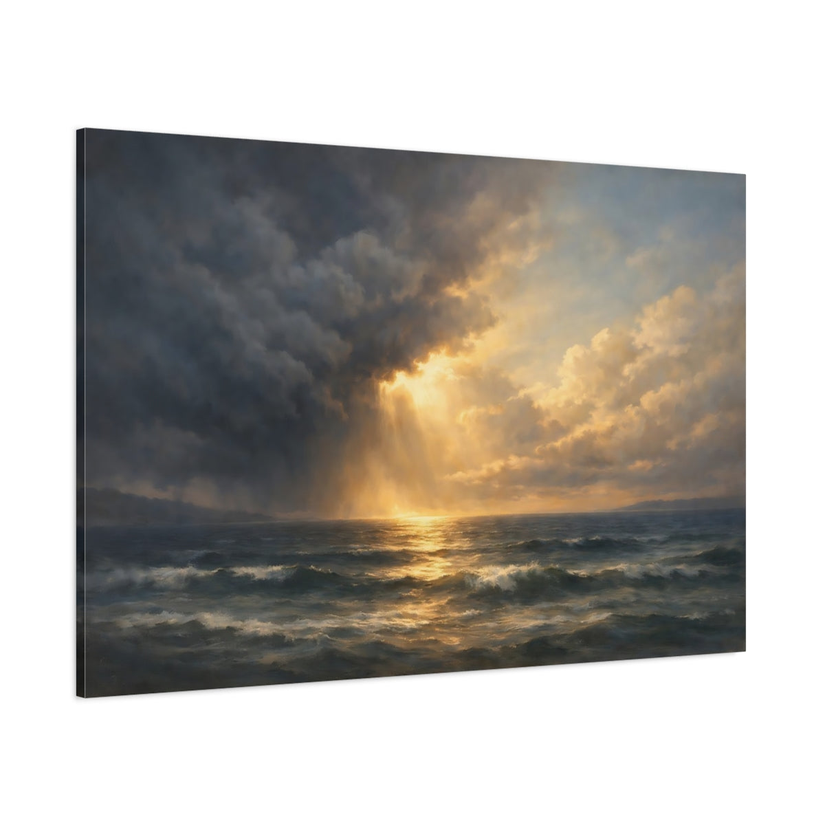 Main Mockup. Nature Sea Sky Dramatic Seascape shown as stretched canvas wall art