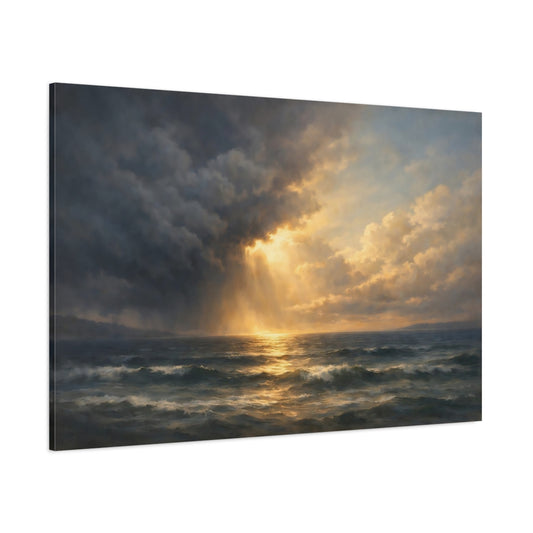 Main Mockup. Nature Sea Sky Dramatic Seascape shown as stretched canvas wall art