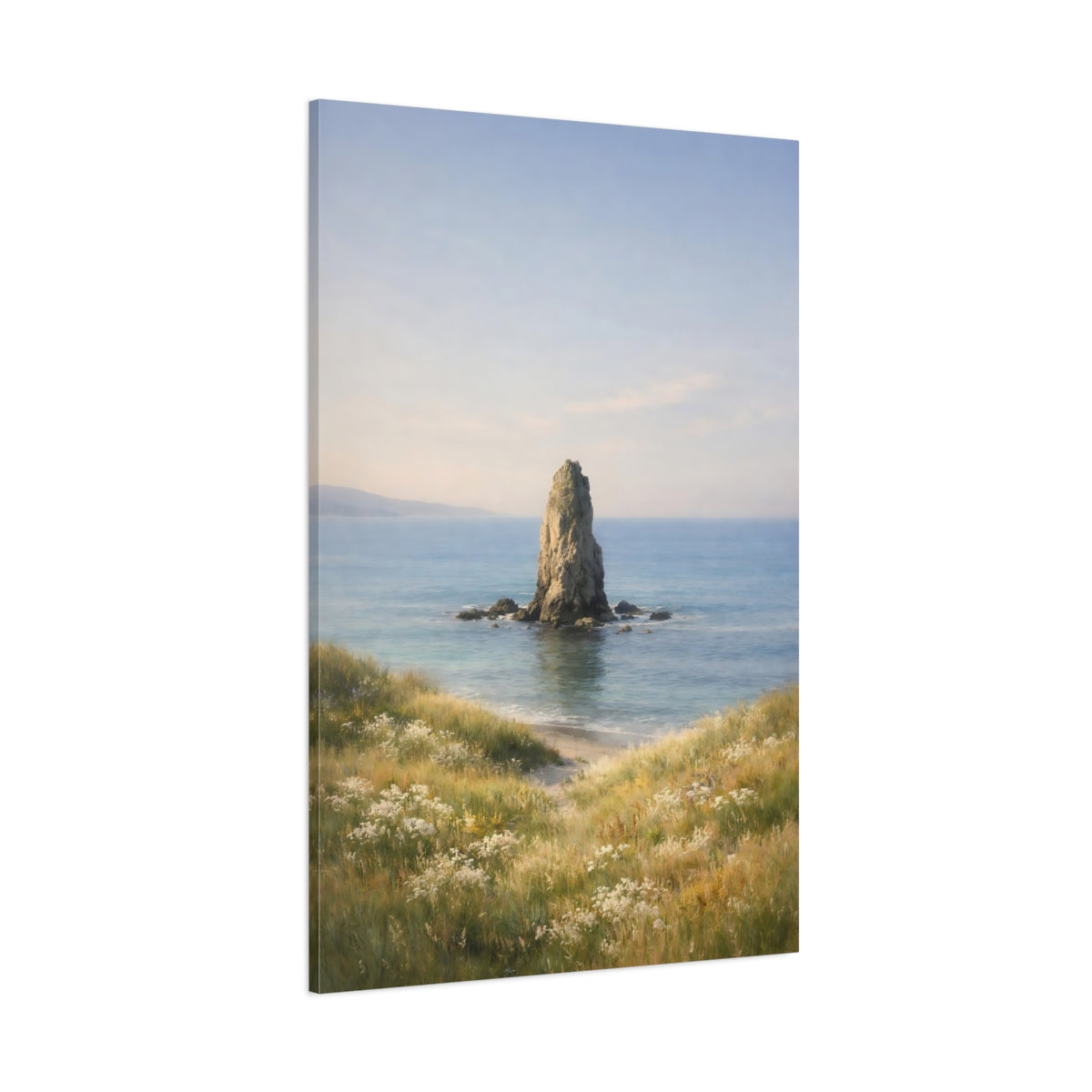 Main Mockup. Nature Sea Stack Coastal Landscape shown as stretched canvas wall art