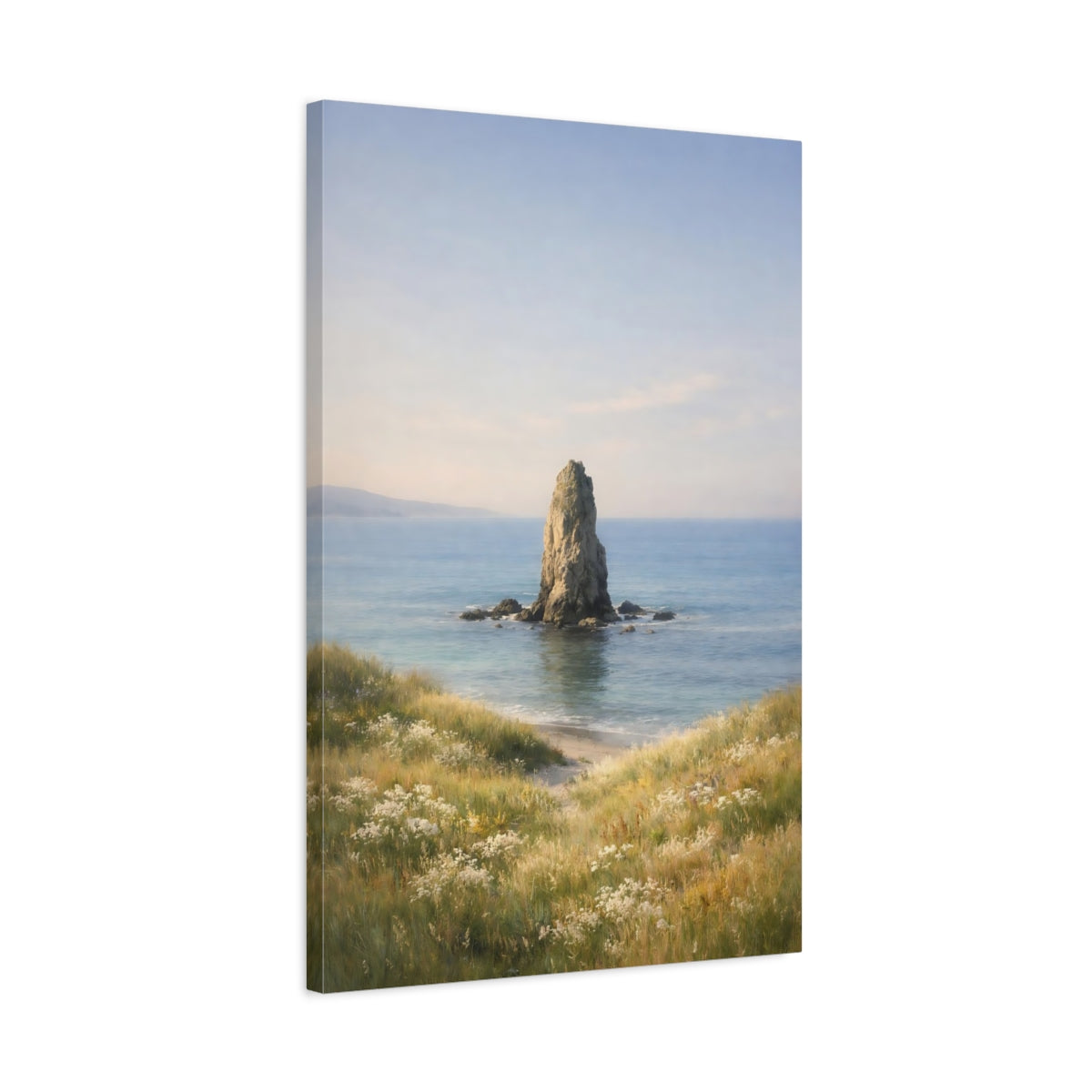 Side Mockup 2. Nature Sea Stack Coastal Landscape shown as stretched canvas wall art
