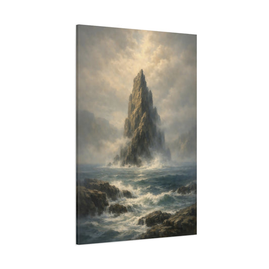 Main Mockup. Nature Sea Stack Seascape Rock shown as stretched canvas wall art
