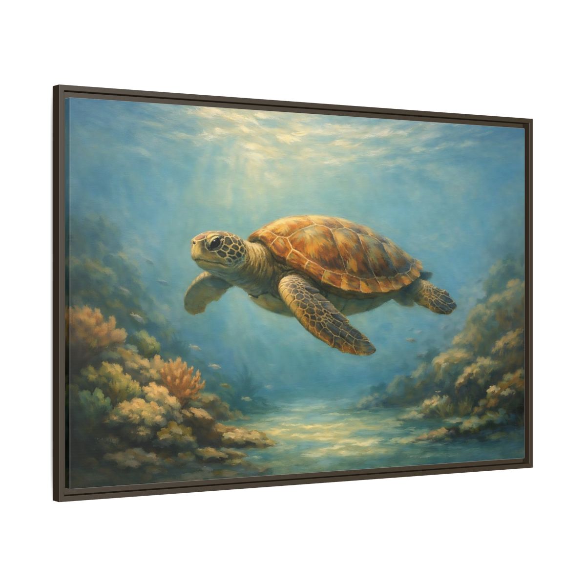 Main Mockup. Nature Sea Turtle Sea Turtle Blue shown as stretched canvas wall art