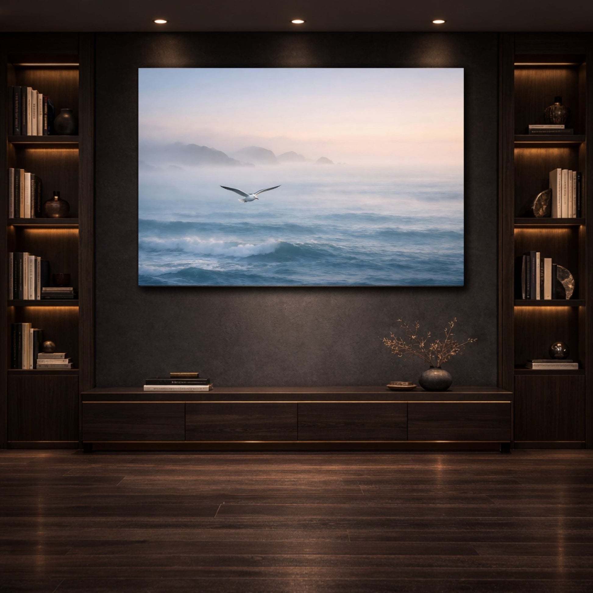 Nature Seagull Misty Coastal - Canvas Wall Art Print - YesArtYes