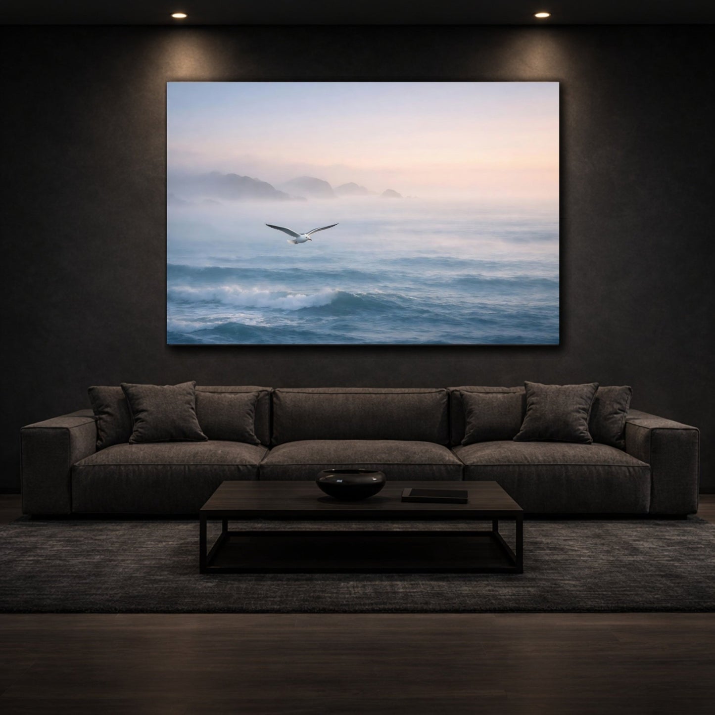 Nature Seagull Misty Coastal - Canvas Wall Art Print - YesArtYes