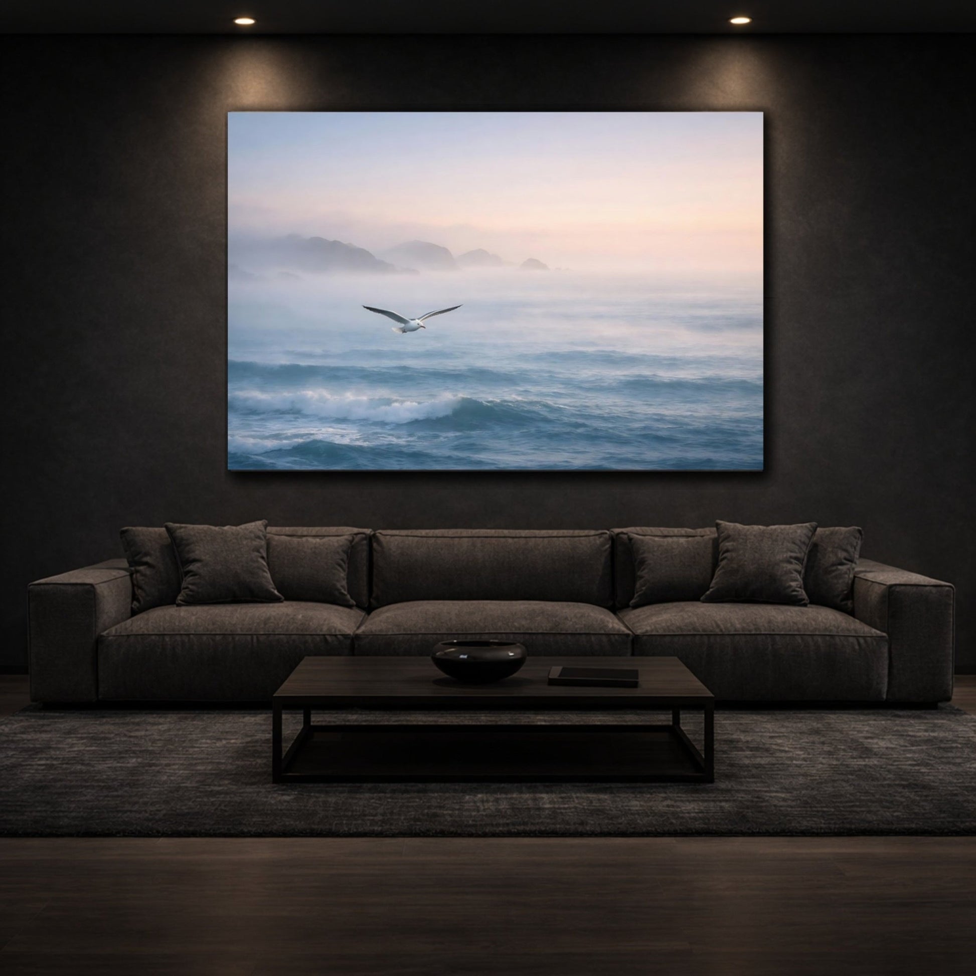 Nature Seagull Misty Coastal - Canvas Wall Art Print - YesArtYes