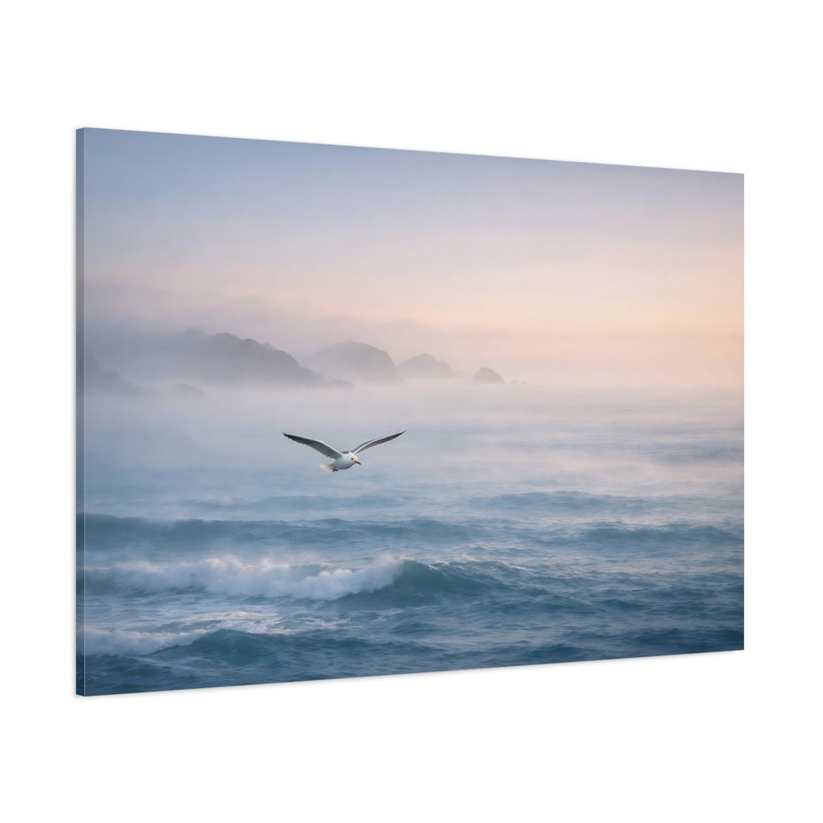 Nature Seagull Misty Coastal - Canvas Wall Art Print - YesArtYes
