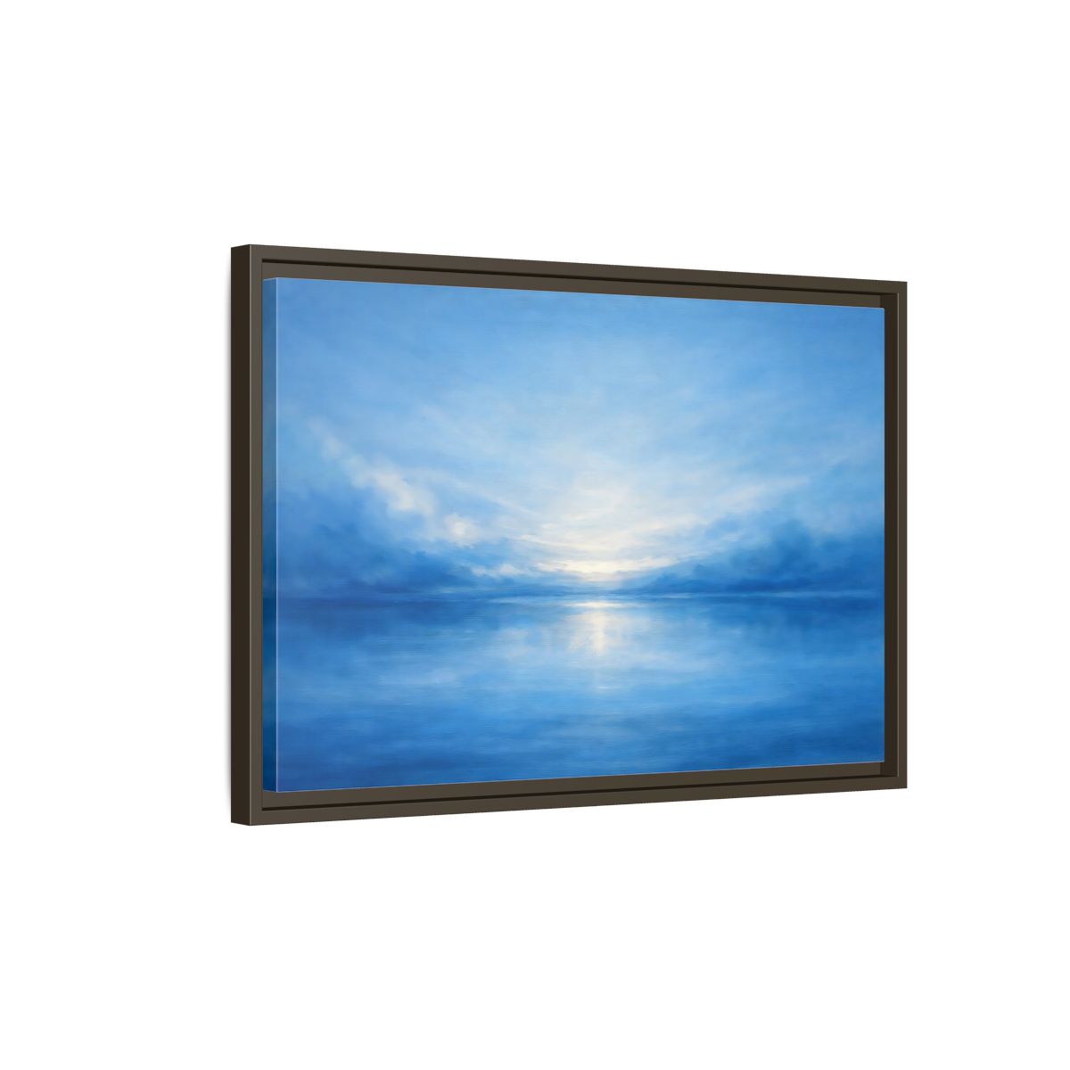 Side Mockup 2. Nature Seascape Blue Seascape shown as stretched canvas wall art