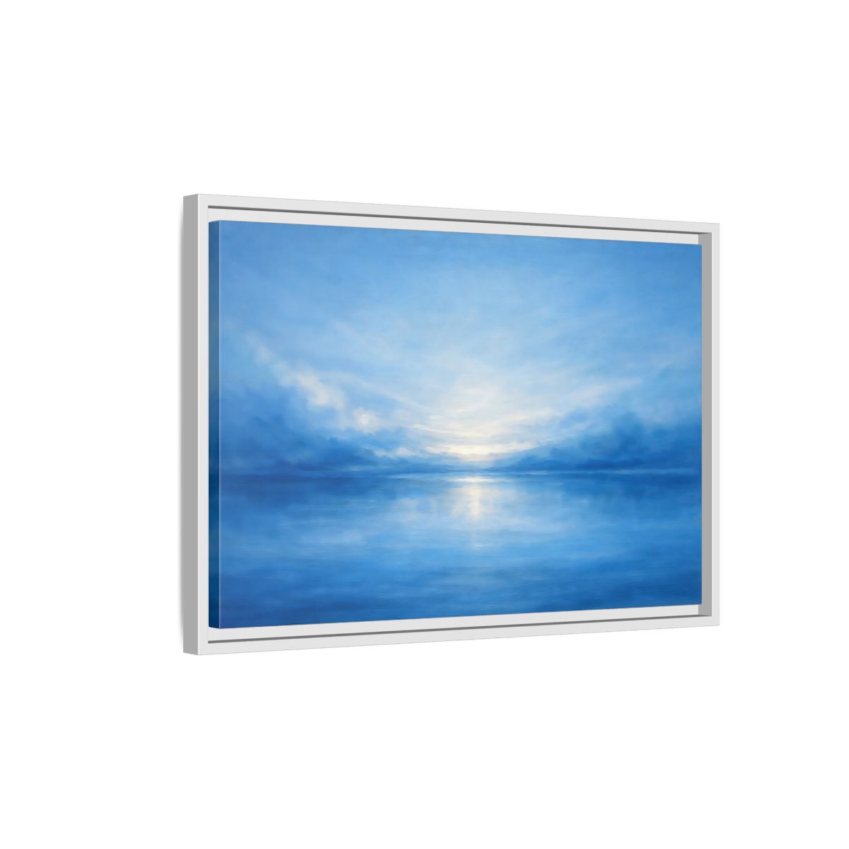 Side Mockup 1. Nature Seascape Blue Seascape shown as stretched canvas wall art