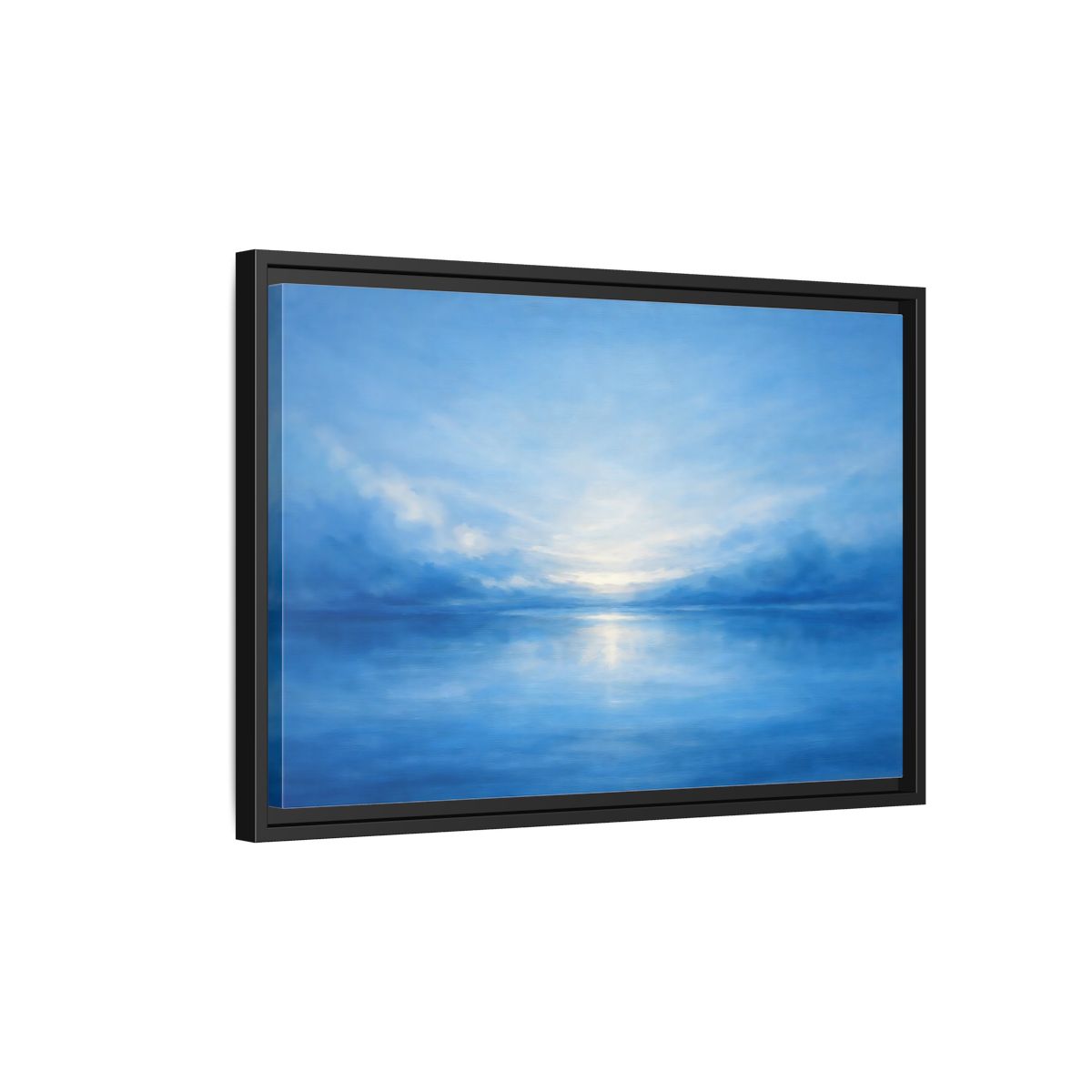 Side Mockup 3. Nature Seascape Blue Seascape shown as stretched canvas wall art