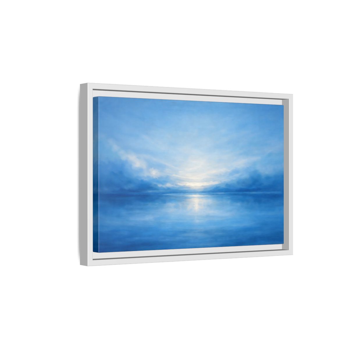 Side Mockup 4. Nature Seascape Blue Seascape shown as stretched canvas wall art