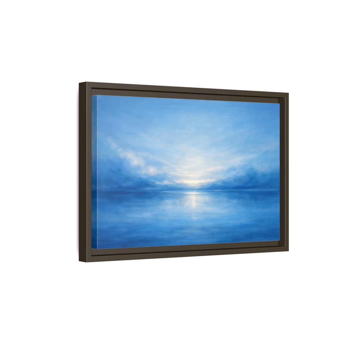 Side Mockup 5. Nature Seascape Blue Seascape shown as stretched canvas wall art