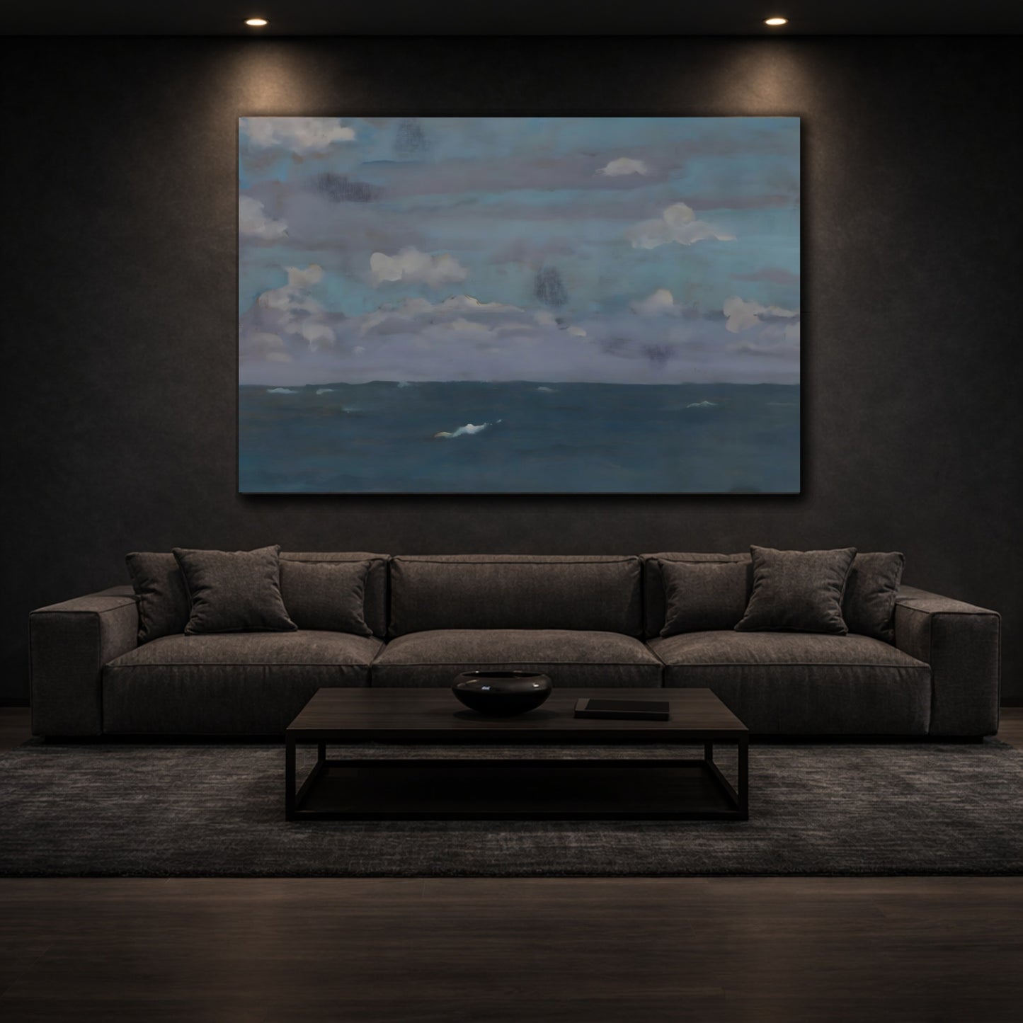 Nature Seascape Blue Gray Seascape shown as front canvas room wall art